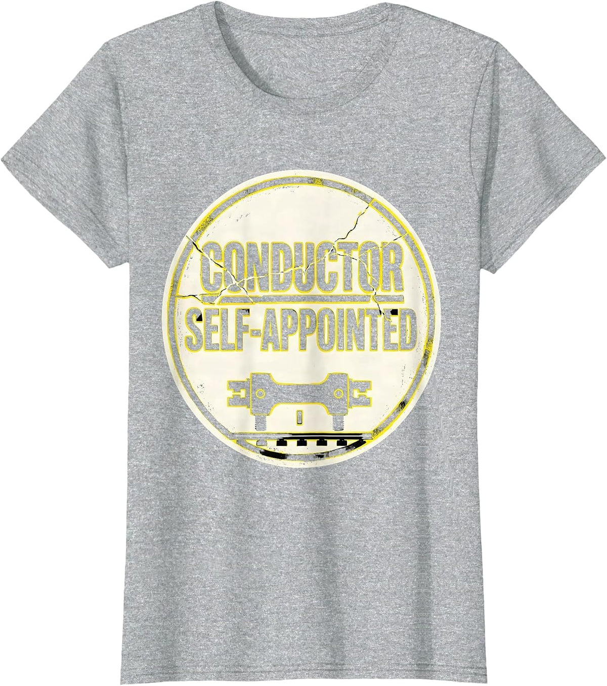 Conductor Self-Appointed Funny Train Enthusiast Locomotive T-Shirt - Heather Grey