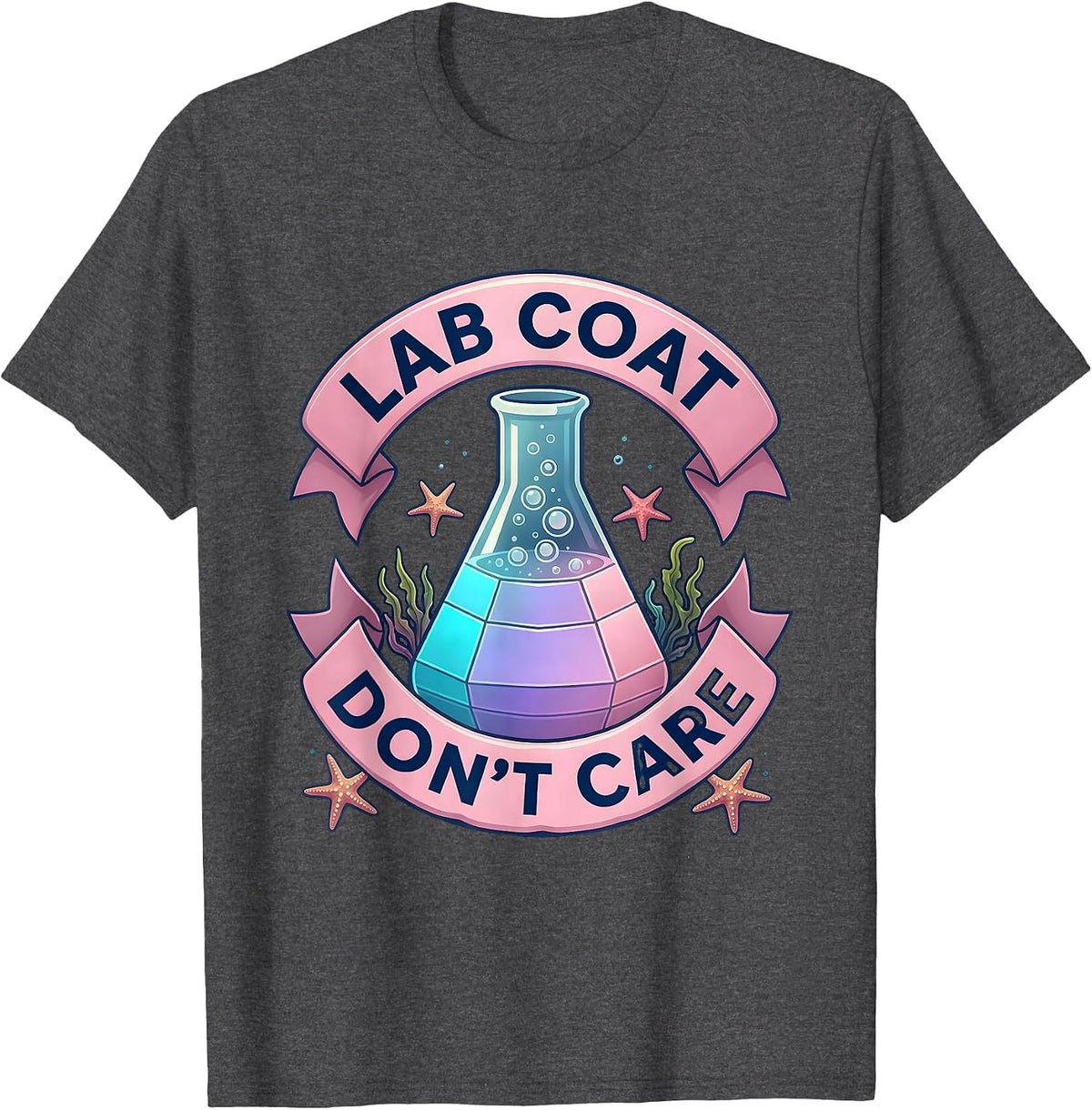 Men's Lab Coat Don't Care Funny Science Teacher Design T-Shirt - Dark Heather Grey