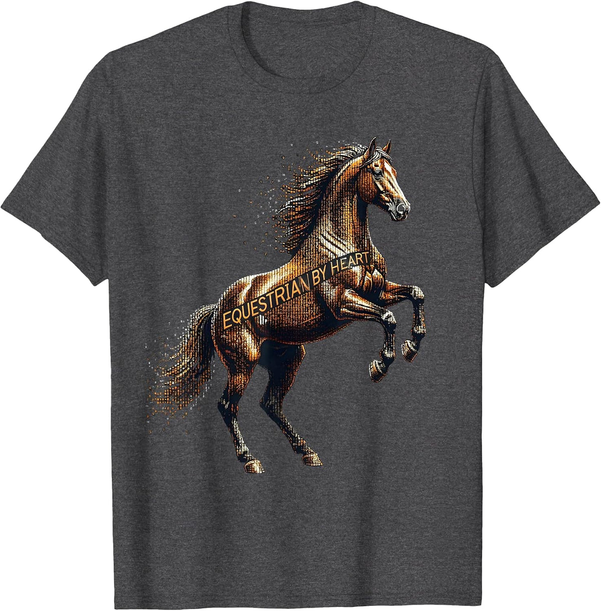 Equestrian By Heart Horse Lover Design T-Shirt - Dark Heather Grey