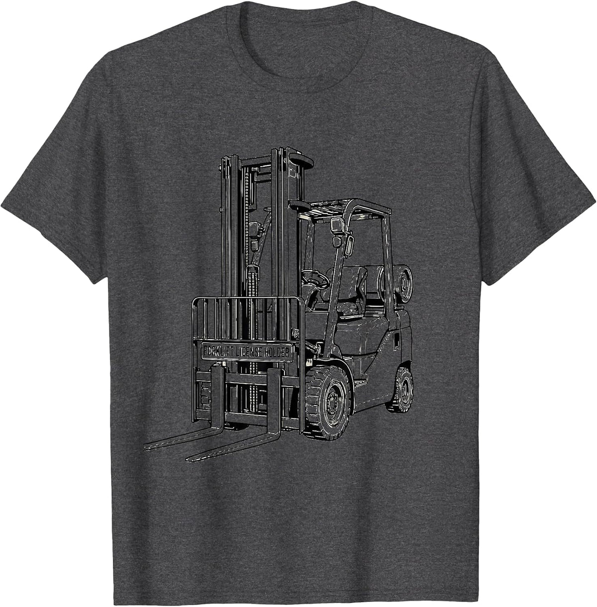 Men's Forklift License Holder Funny Forklift Operator Warehouse T-Shirt - Dark Heather Grey