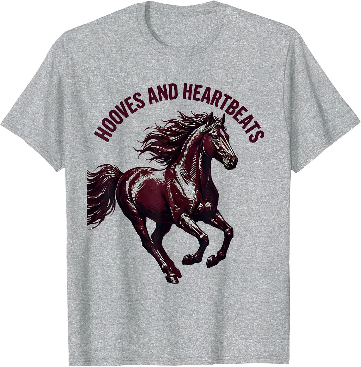 Men's Hooves and Heartbeats Horse Lover Design T-Shirt - Heather Grey