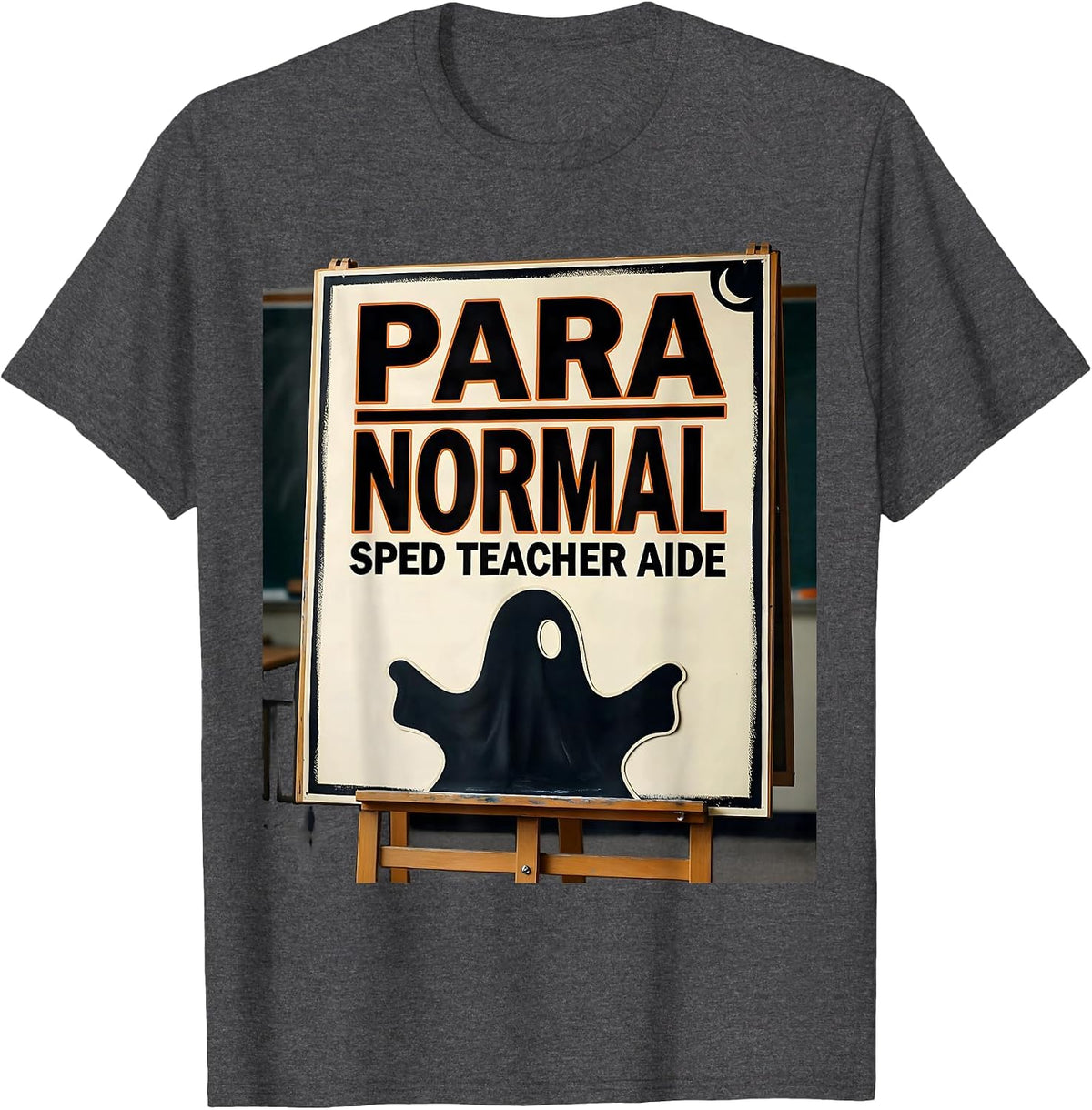 Para Normal SPED Teacher Aide Stencil Ghost Halloween T-Shirt - Dark Heather Grey