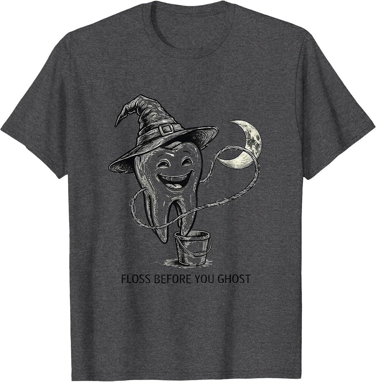 Men's Floss Before You Ghost Dental Humor Halloween Costume T-Shirt - Dark Heather Grey