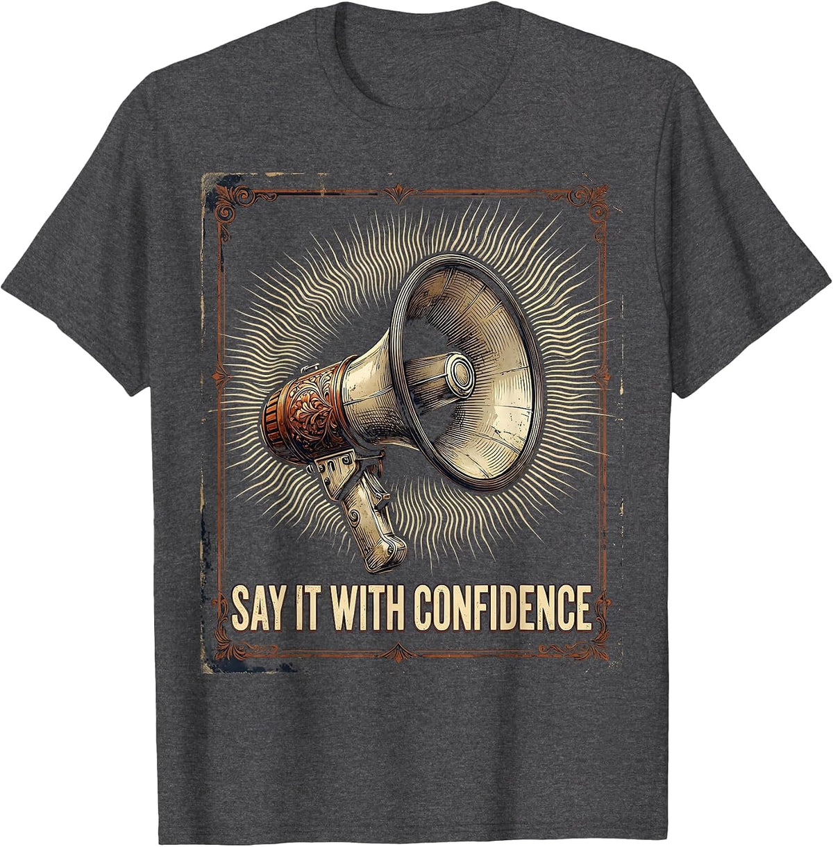 Say It With Confidence Speech Therapy Design T-Shirt - Dark Heather Grey