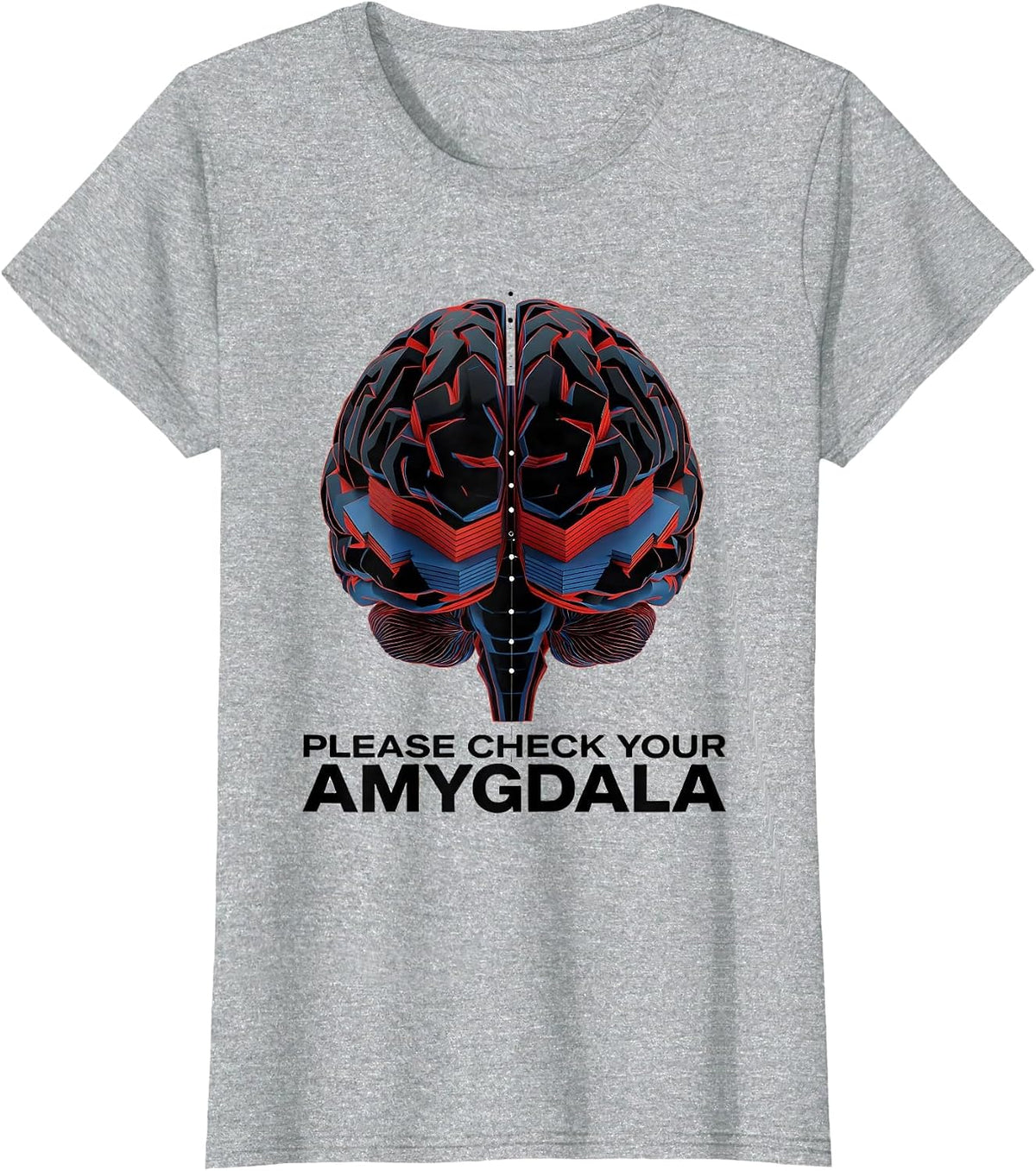 Please Check Your Amygdala Bauhaus Modernist Science Humor T-Shirt - Heather Grey