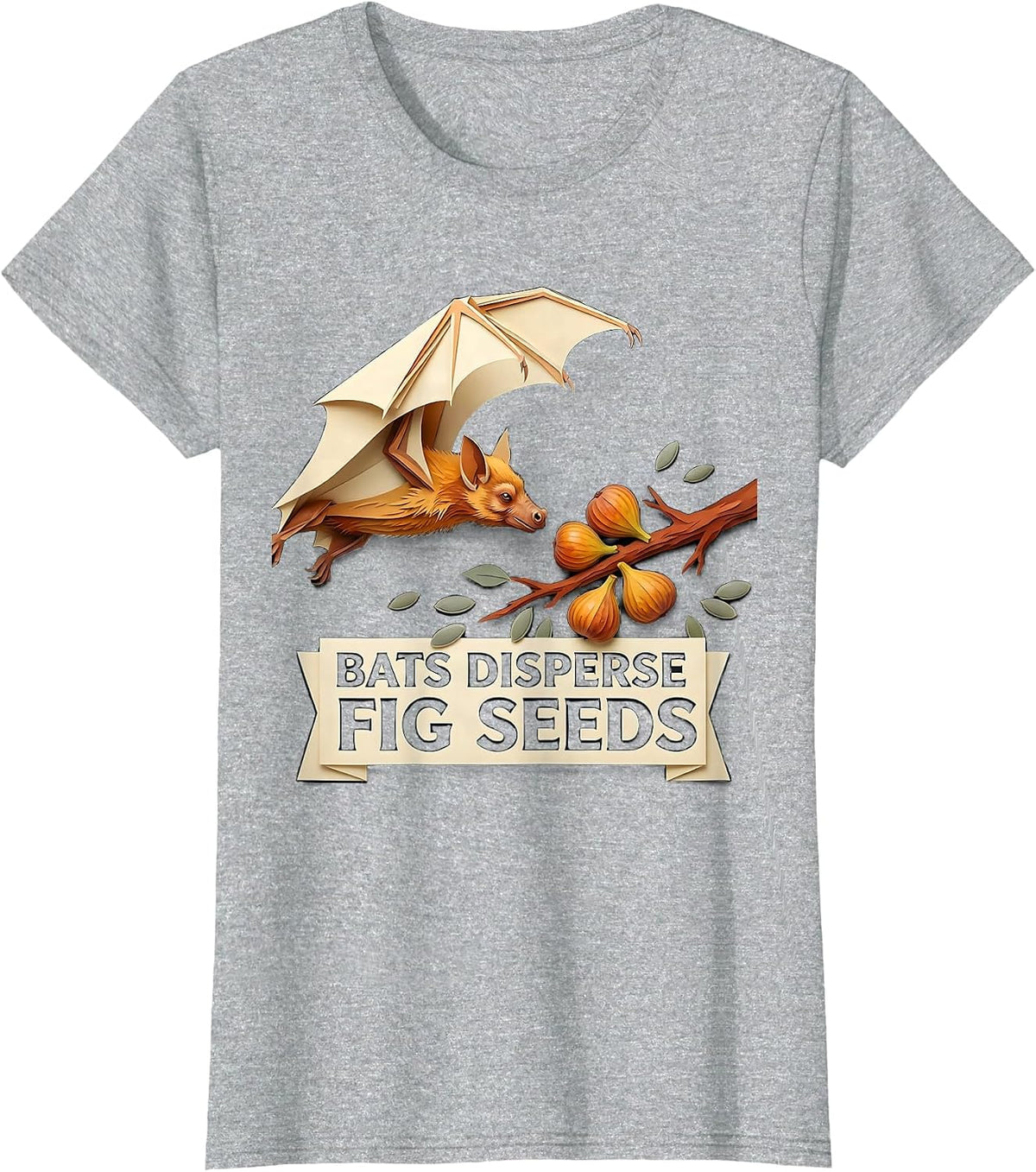 Bats Disperse Fig Seeds Nature Conservation Bat Lover T-Shirt - Heather Grey