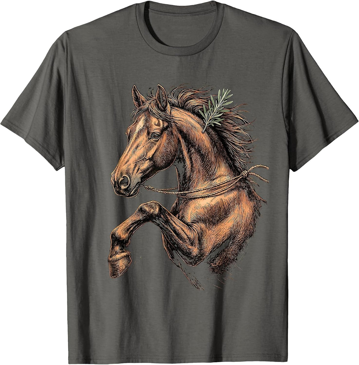 Men's Sharp Horse Shoo Boho Equestrian Humor T-Shirt - Asphalt Grey