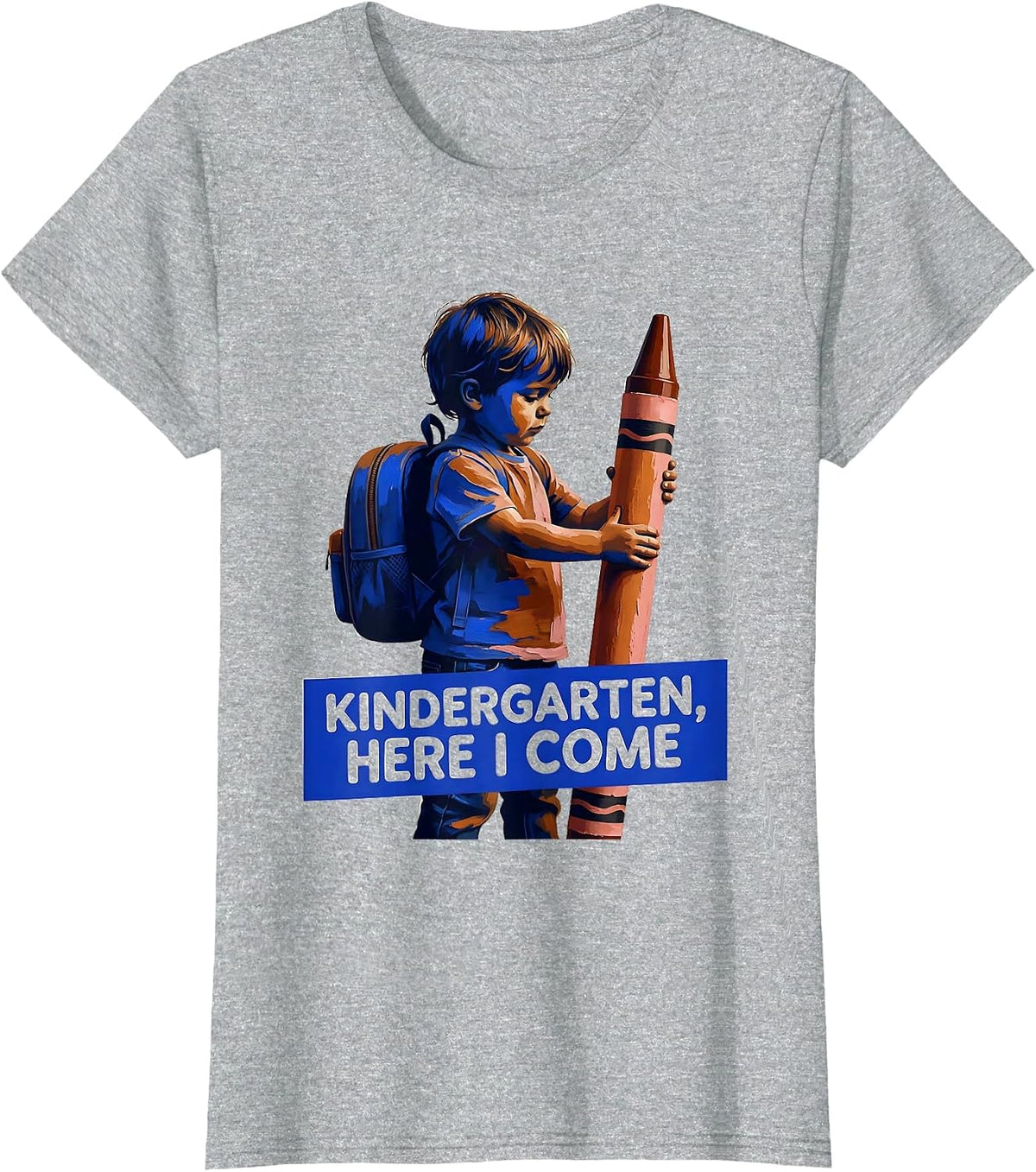 Kindergarten, Here I Come Playful Teacher Back To School T-Shirt - Heather Grey