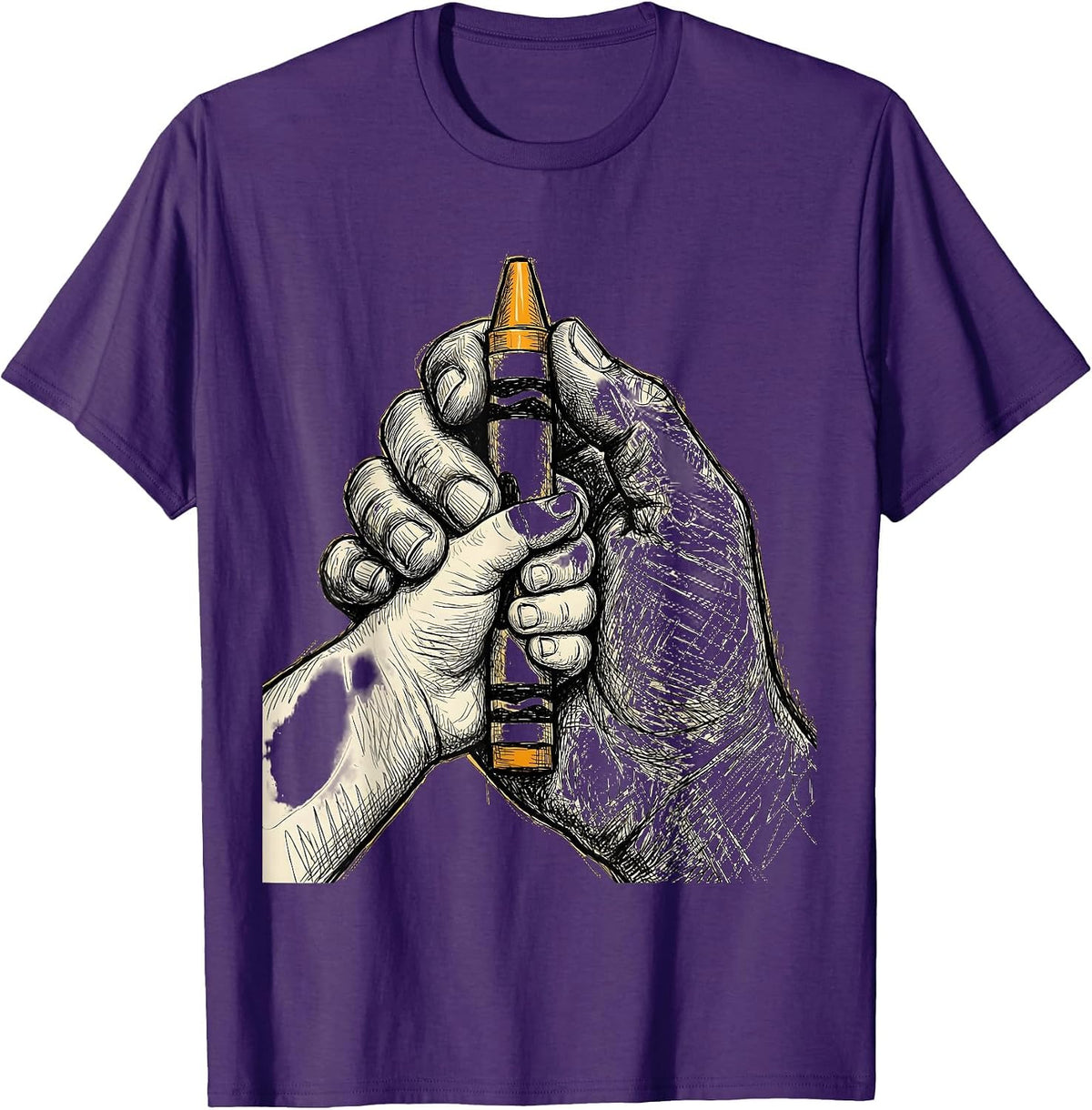 Special Education Teacher Crayon Hands Graphic T-Shirt - Purple