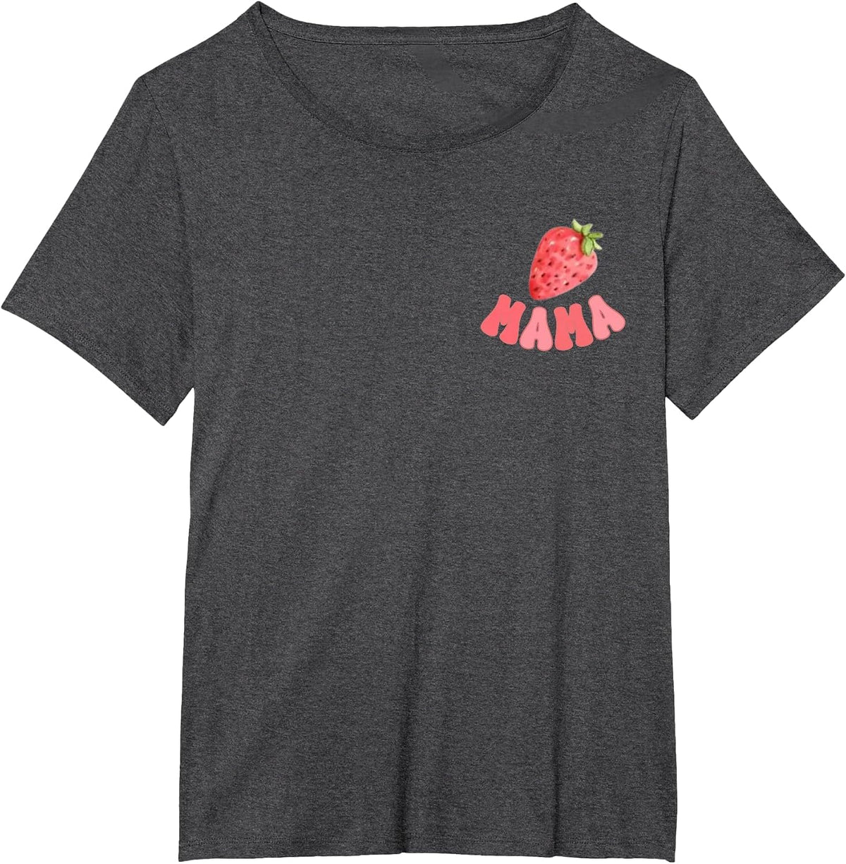 Mama Strawberry First Birthday Family Funny Strawberry Mom T-Shirt - Dark Heather Grey