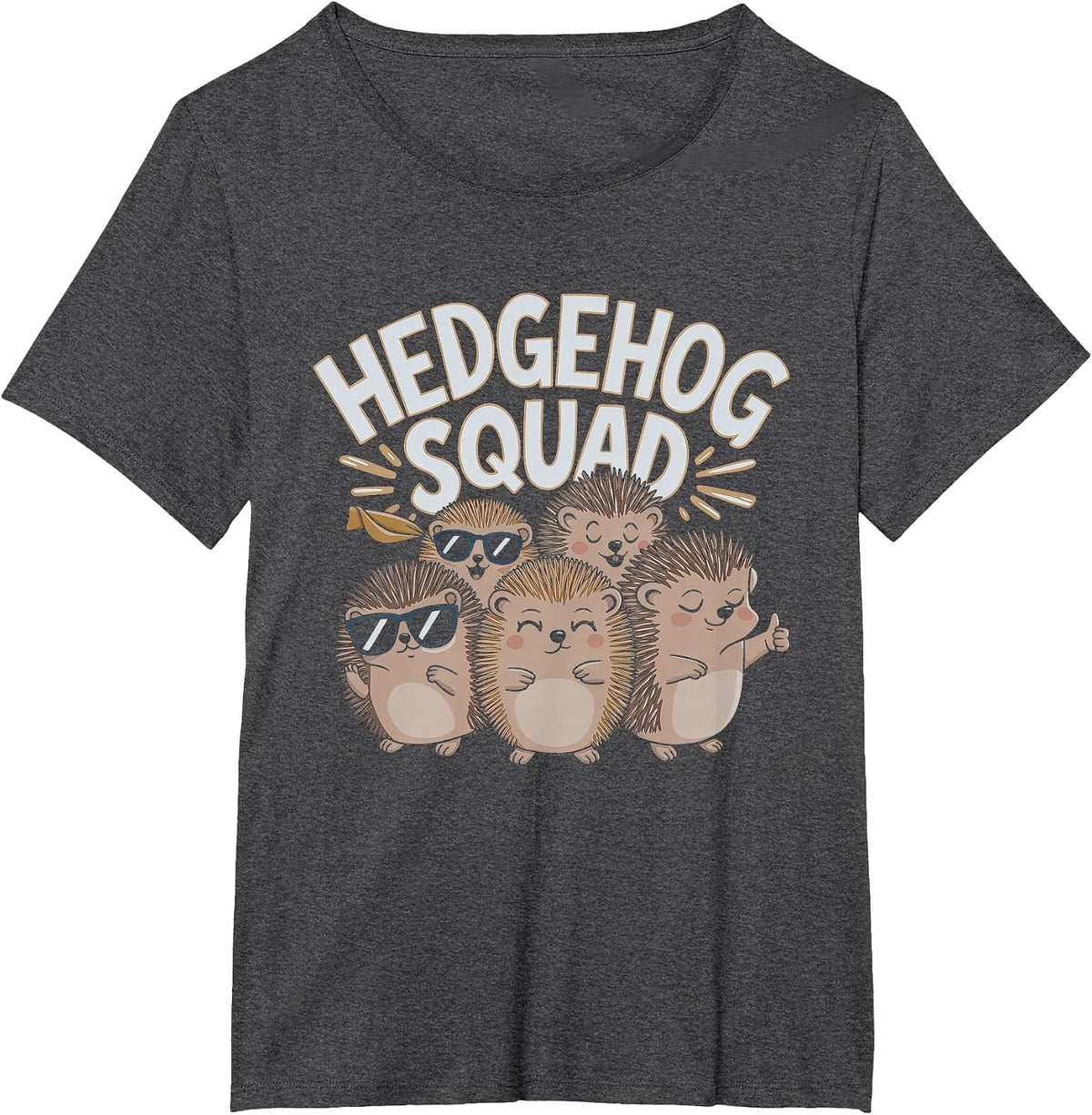 Funny Hedgehog Squad Design T-Shirt - Dark Heather Grey
