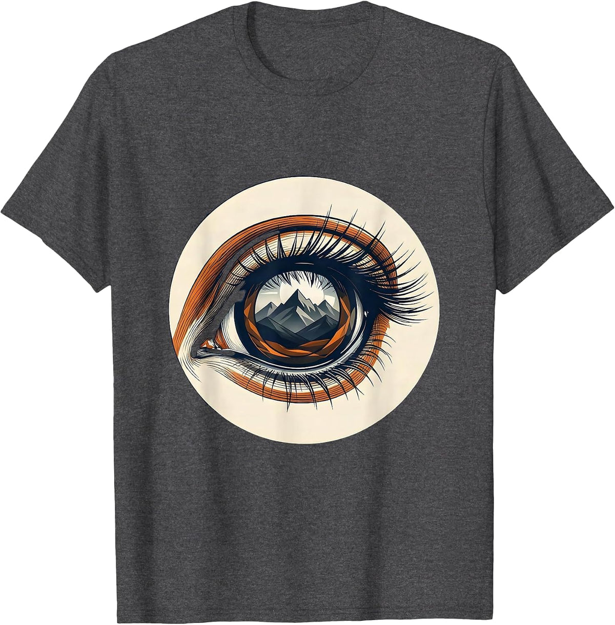 Horse Eye Reflecting Mountains Close-Up Art T-Shirt - Dark Heather Grey
