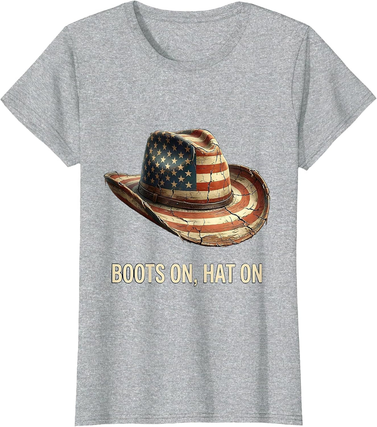 Women's Boots On Hat On Cowboy Life Design T-Shirt - Heather Grey