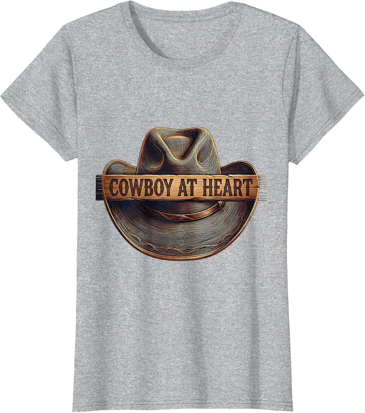 Women's Cowboy At Heart Western Spirit Design T-Shirt - Heather Grey