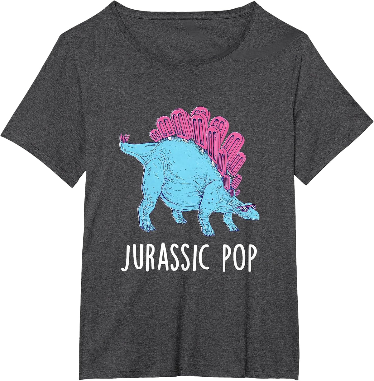 Popsicle Stegosaurus Funny Prehistoric Jurassic Puns T-Shirt - Dark Heather Grey