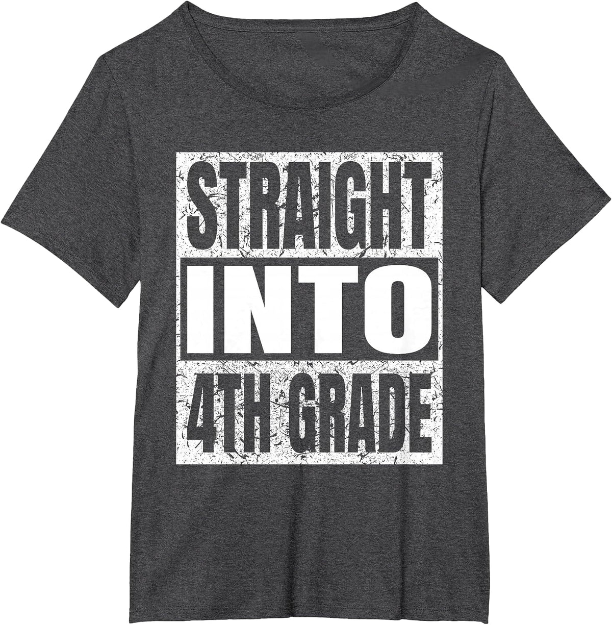 Straight Into 4th Grade Funny Back to School Fourth Grade T-Shirt - Dark Heather Grey