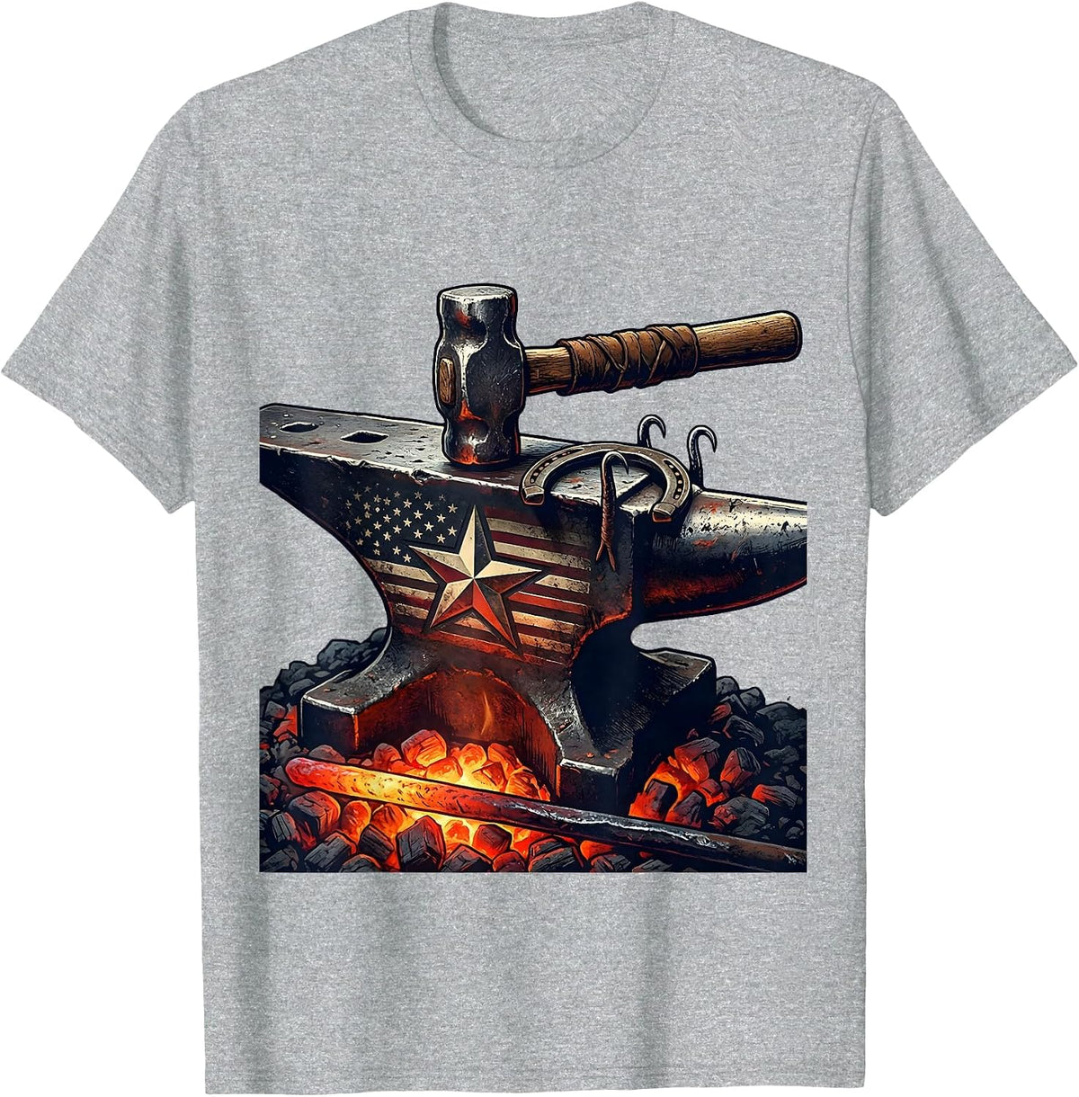Men's Blacksmith Forge Hammer and Anvil Graphic T-Shirt - Heather Grey