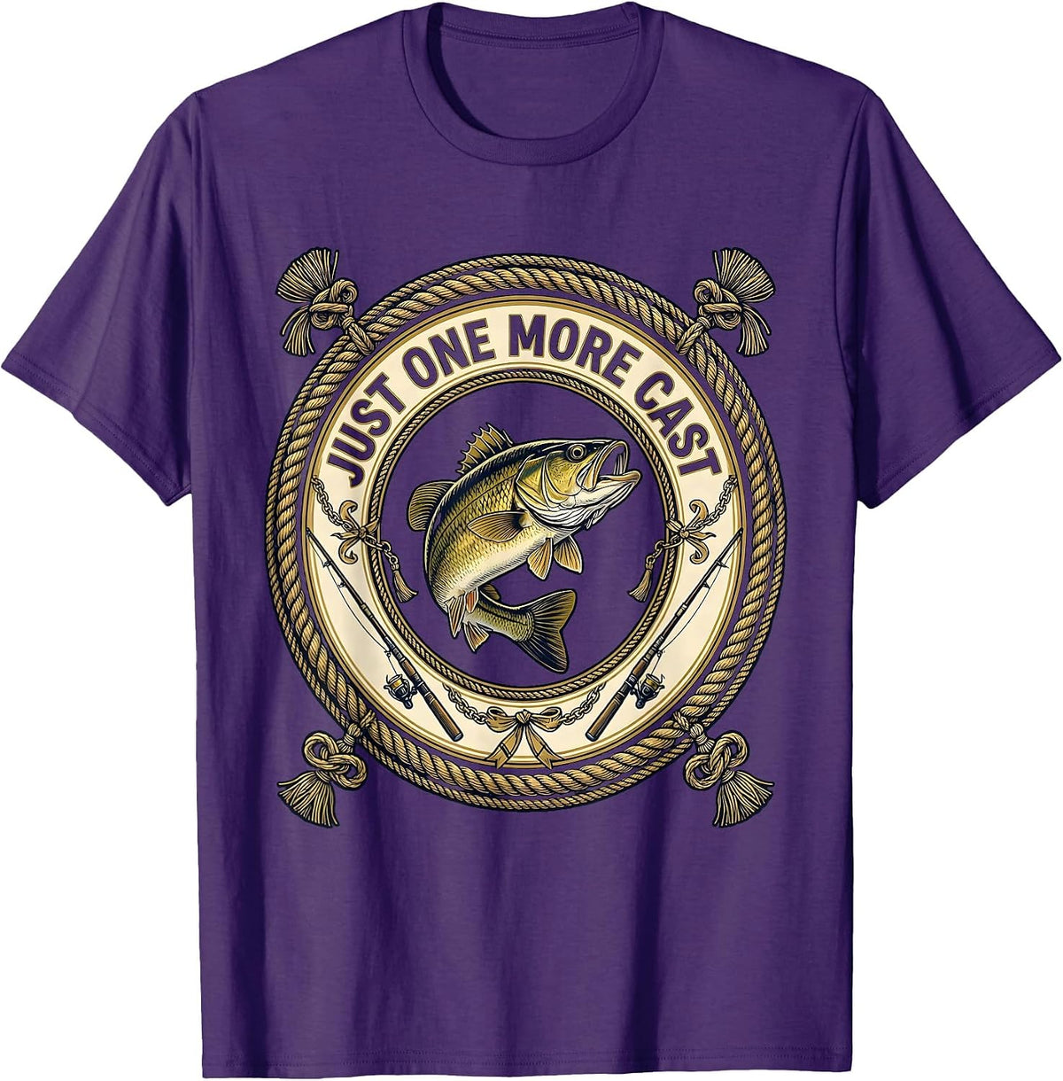 Men's Just One More Cast Fishing Graphic Design T-Shirt - Purple