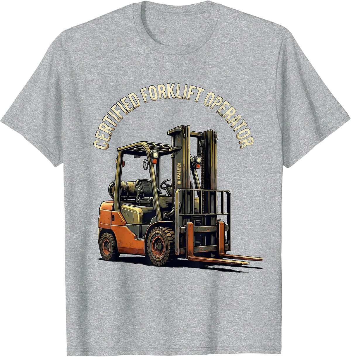 Men's Certified Forklift Operator Funny Forklift Driver Distressed T-Shirt - Heather Grey