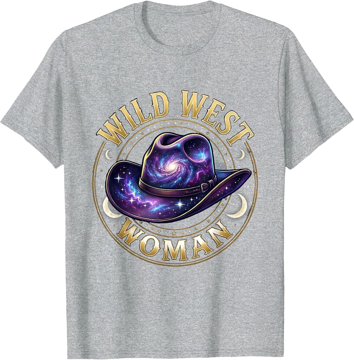 Men's Wild West Woman Cowboy Graphic Design T-Shirt - Heather Grey