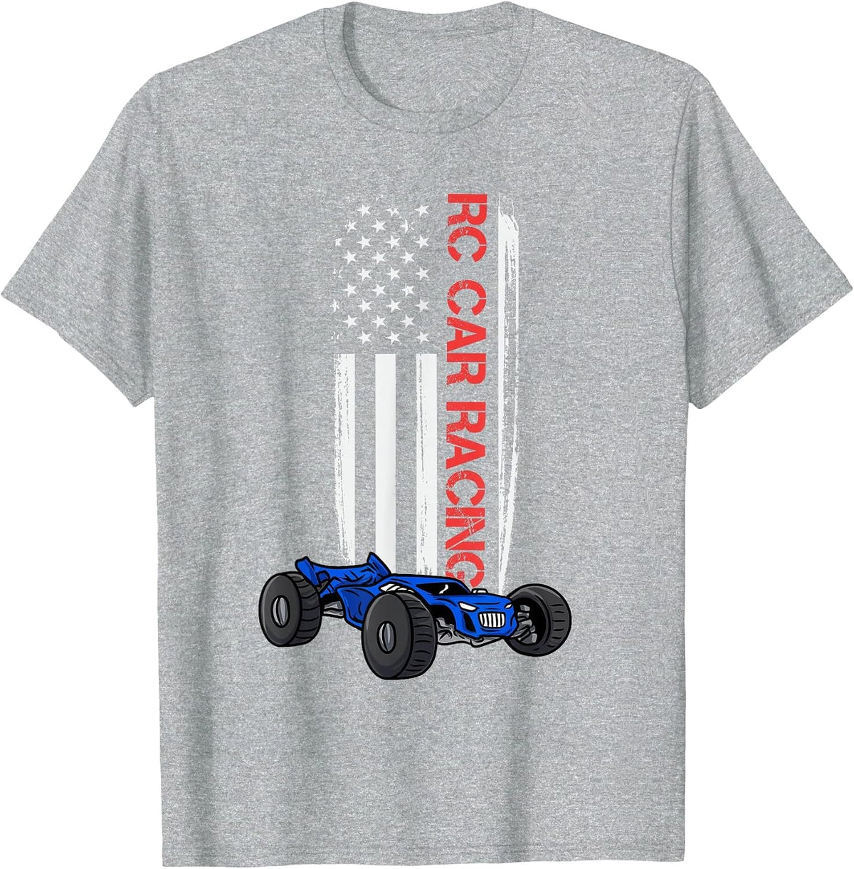 Radio Control American Flag RC Car Racing T-Shirt - Heather Grey