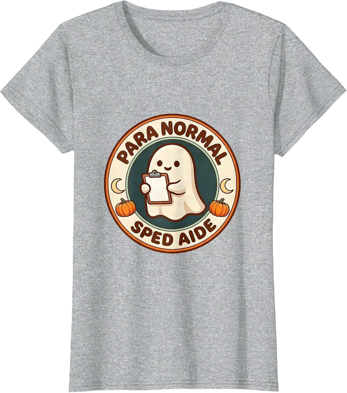 Women's Para Normal SPED Aide Cute Kawaii Ghost Halloween T-Shirt - Heather Grey