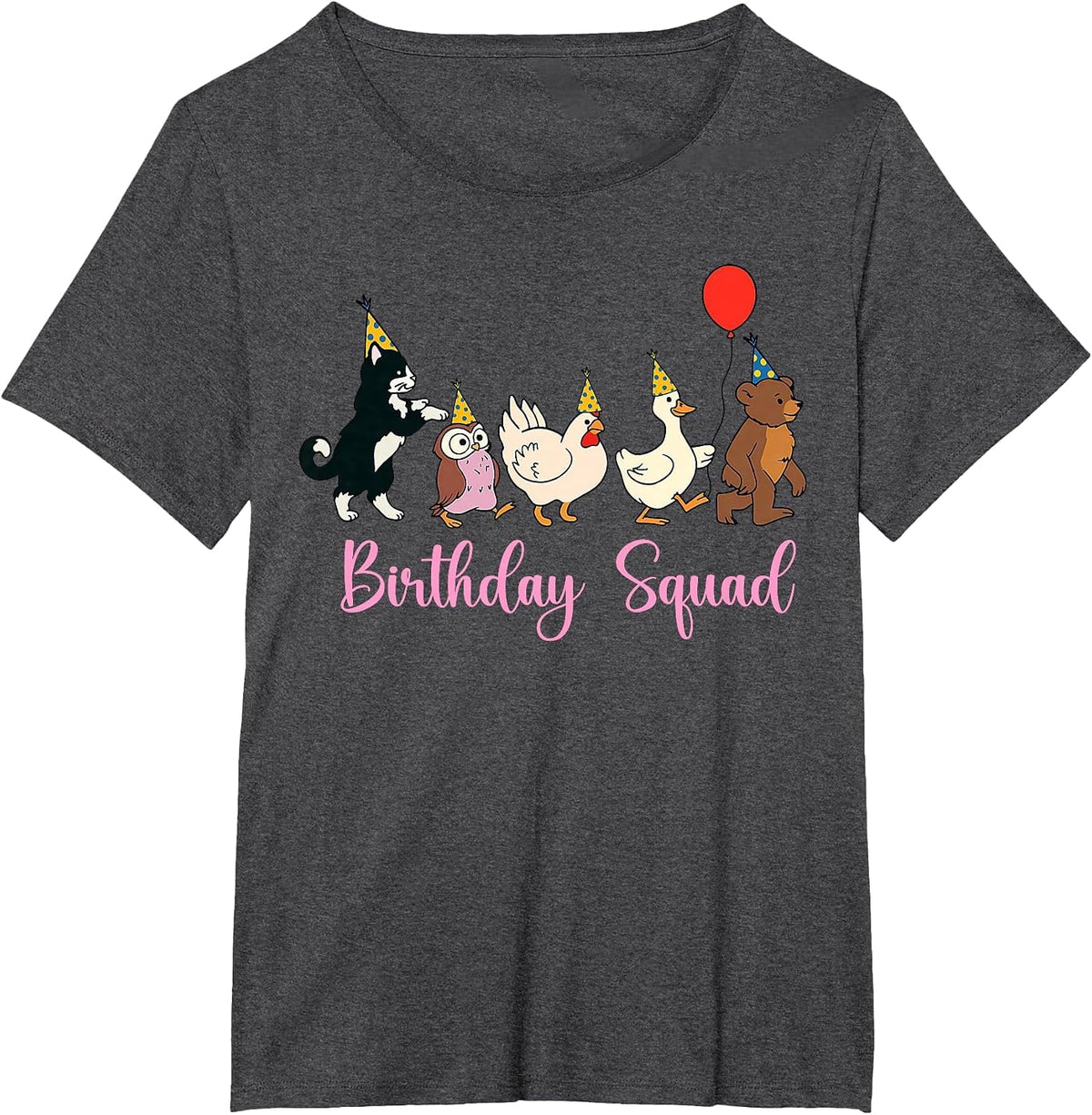 Funny Birthday Squad Animals Party Design for Child T-Shirt - Dark Heather Grey
