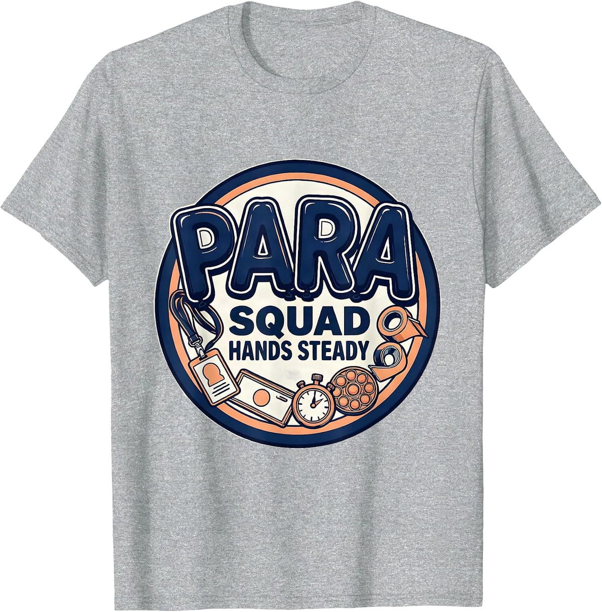 Men's Para Squad Hands Steady Bold Paraeducator Back To School T-Shirt - Heather Grey