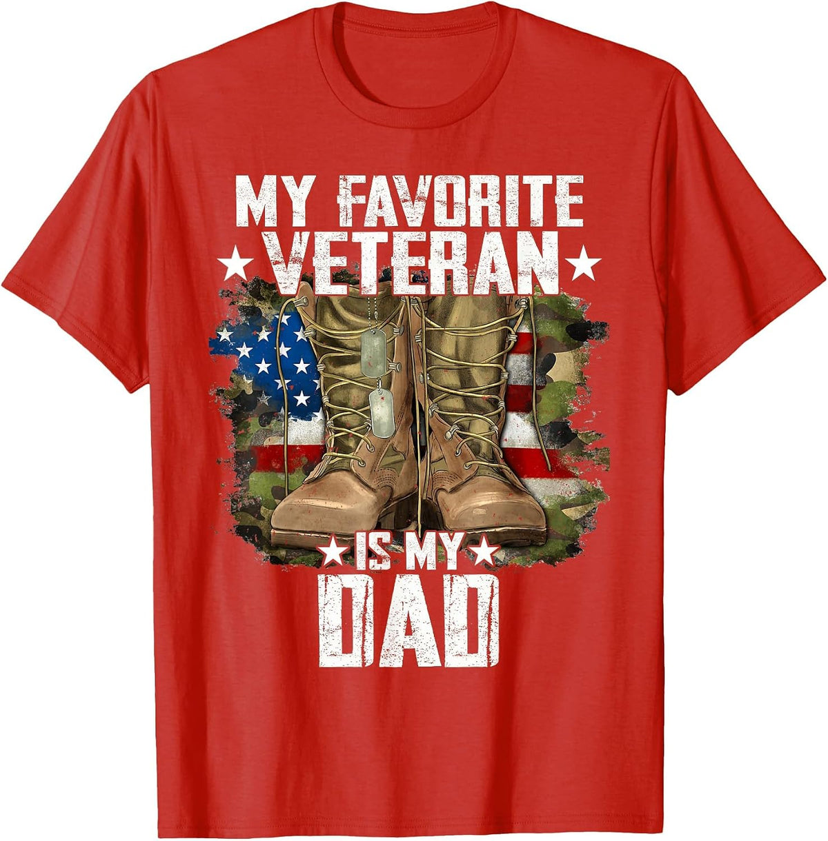 Father Veterans Day My Favorite Veteran is My Dad for Kids T-Shirt - Red