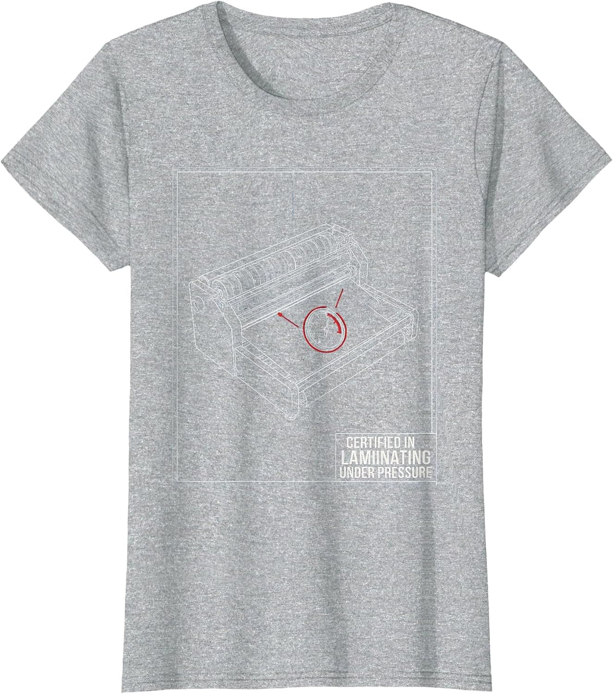 Certified In Laminating Under Pressure Technical Blueprint T-Shirt - Heather Grey