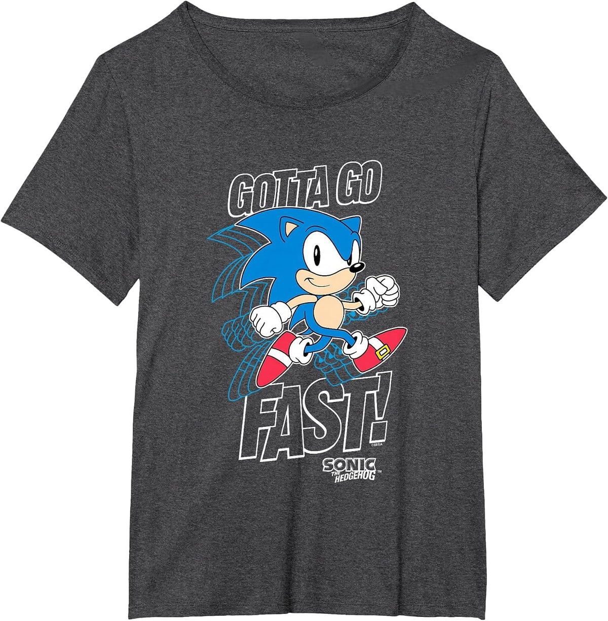 Sonic The Hedgehog Gotta Go Fast! Classic Sonic Retro Shot T-Shirt - Dark Heather Grey