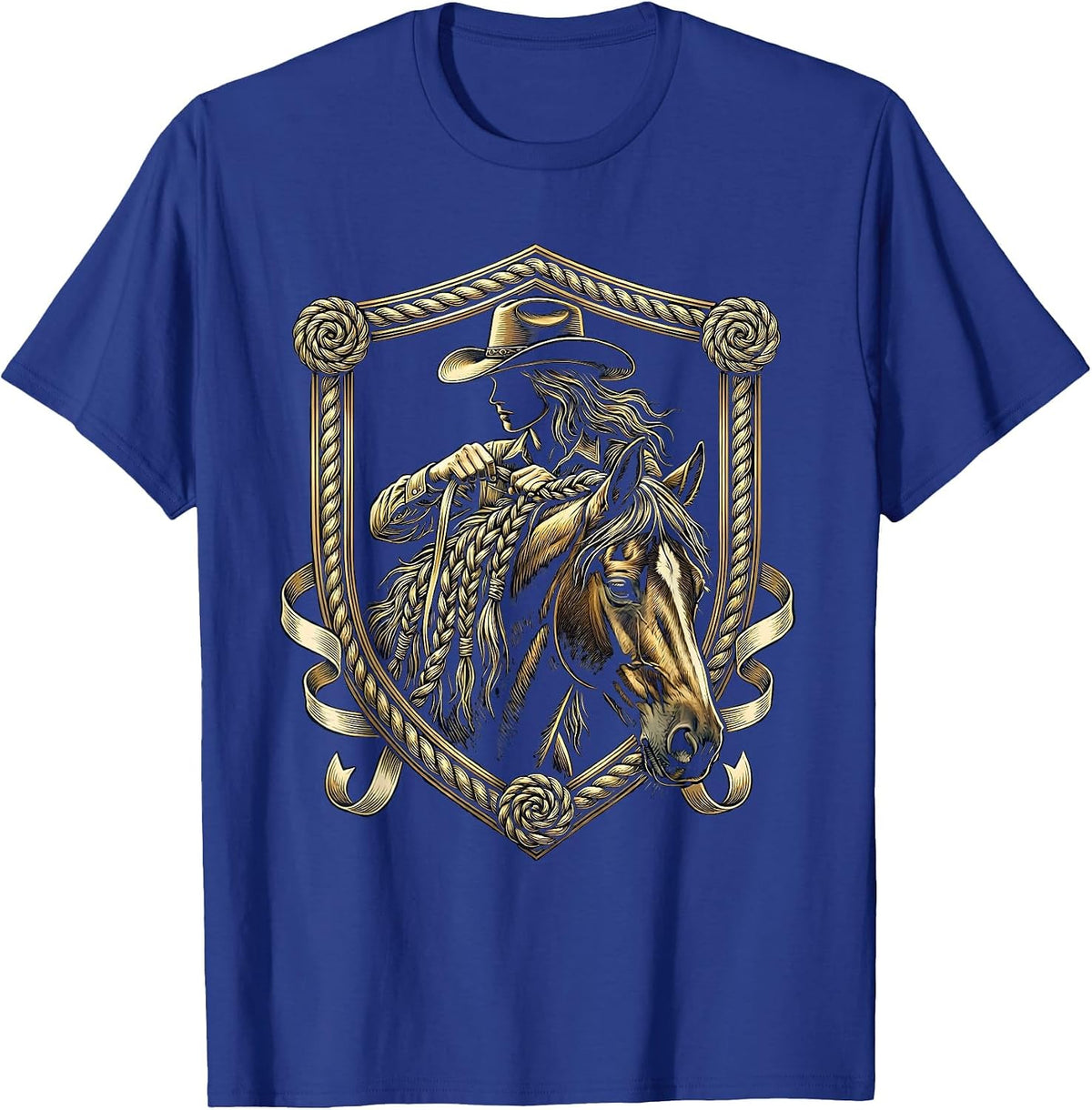 Men's Rodeo Horse Mane Braiding With Ribbons Graphic T-Shirt - Royal Blue