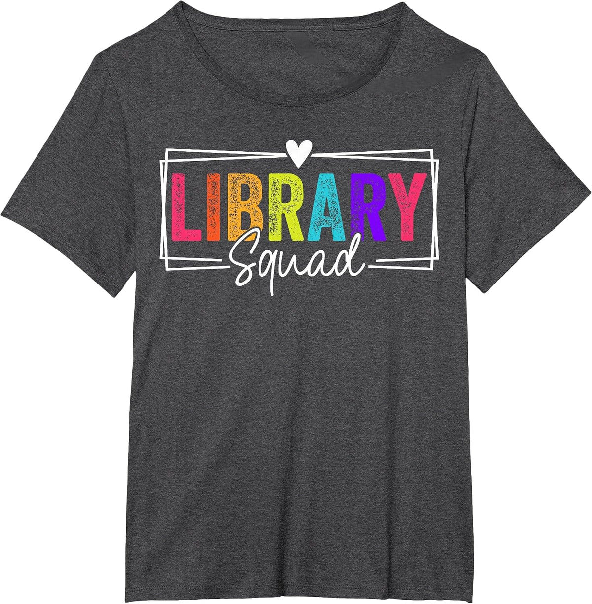 Library Squad Team Librarian Teacher Book Lover T-Shirt - Dark Heather Grey