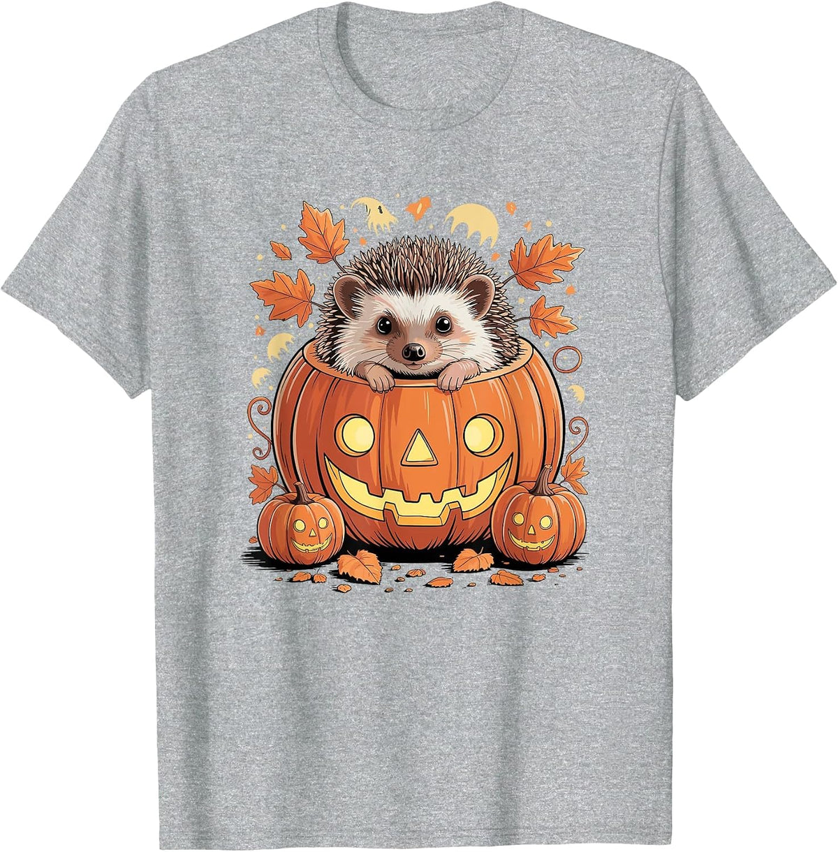 Halloween Hedgehog Pumpkin Hedgehogs T-Shirt - Heather Grey