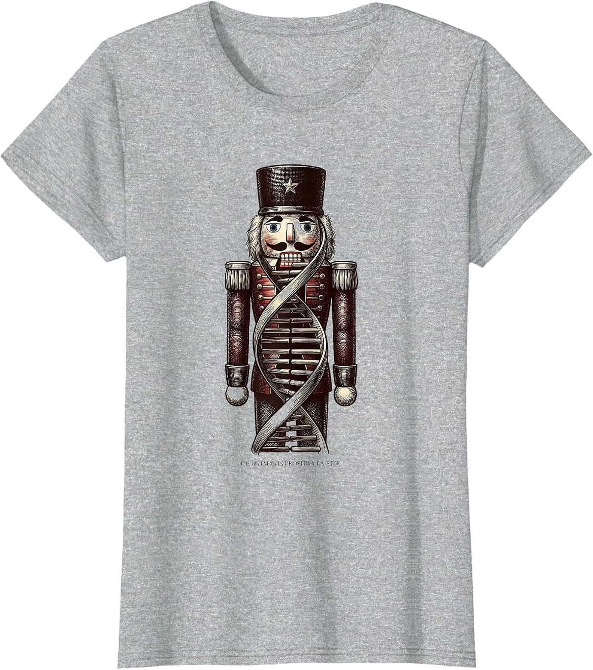 Women's Christmas Is Properly Paired Science Teacher DNA Humor T-Shirt - Heather Grey