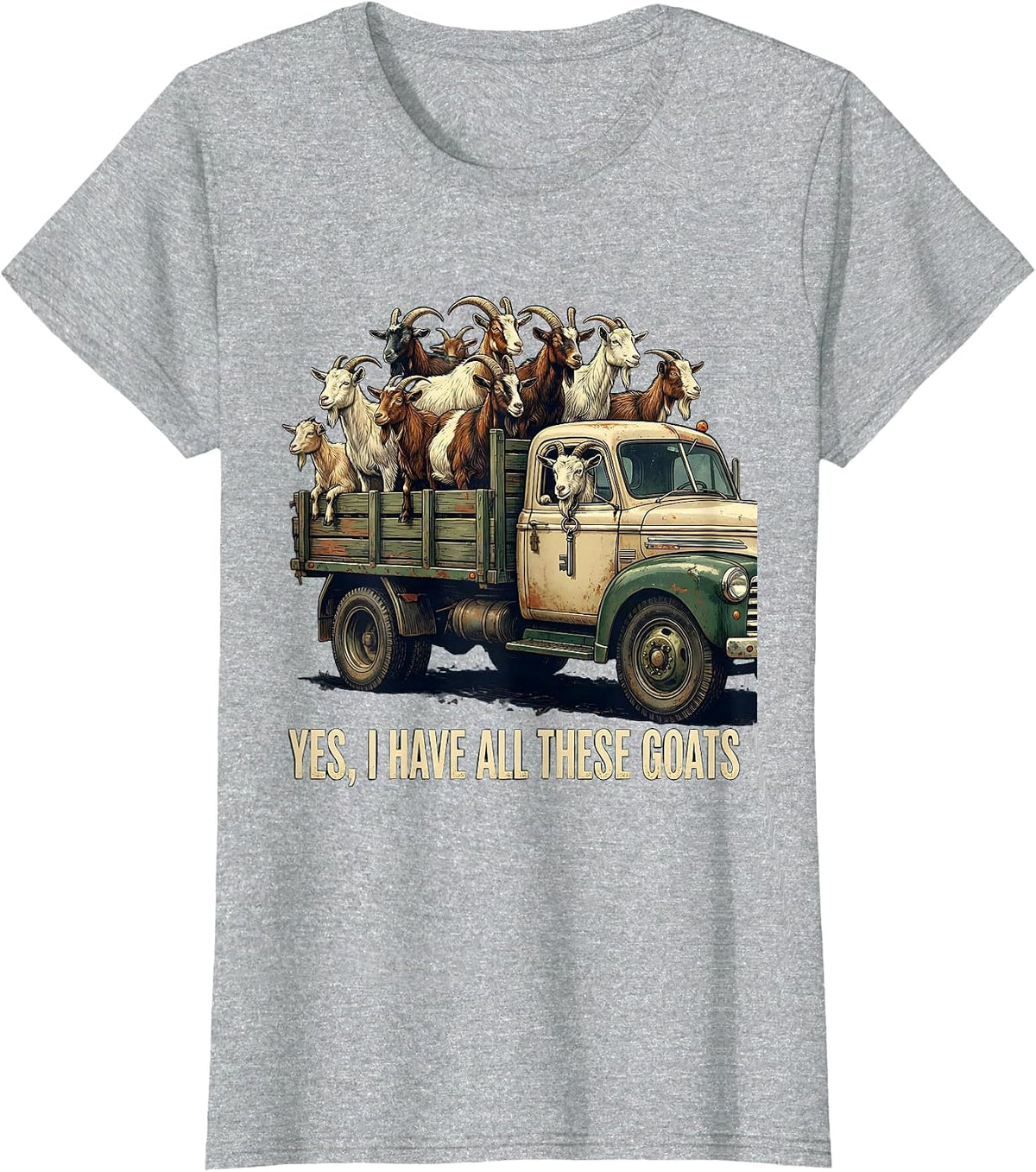 Women's Yes I Have All These Goats Vintage Funny Goat Lover Farmer T-Shirt - Heather Grey