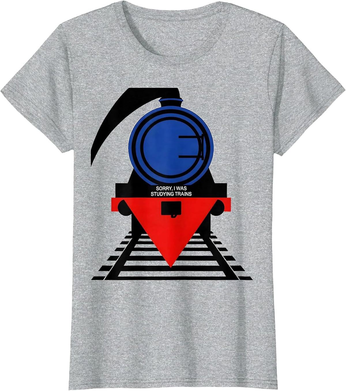 Sorry, I Was Studying Trains Funny Train Enthusiast Model T-Shirt - Heather Grey