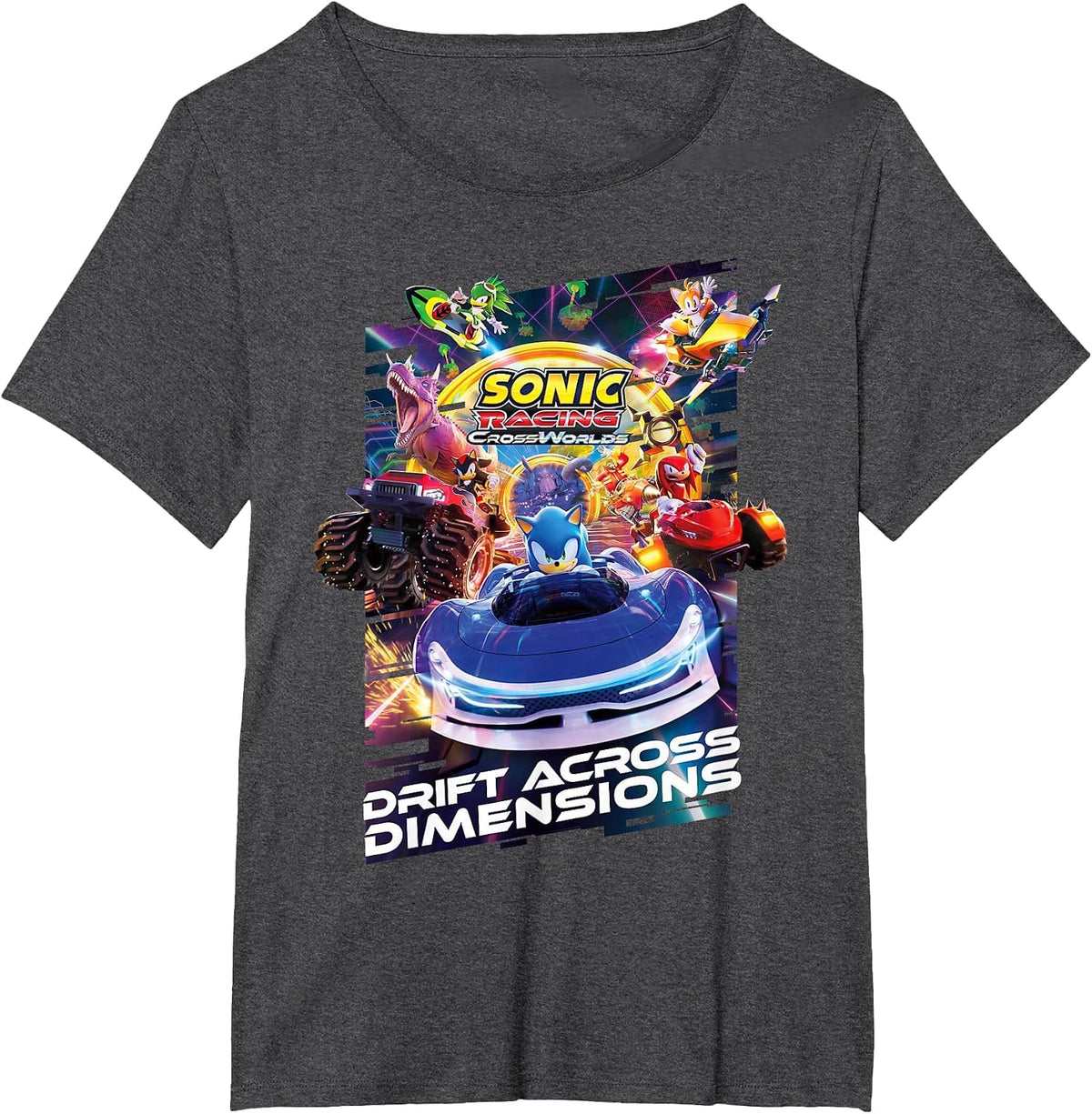 Sonic Racing CrossWorlds - Drift Across Dimensions T-Shirt - Dark Heather Grey