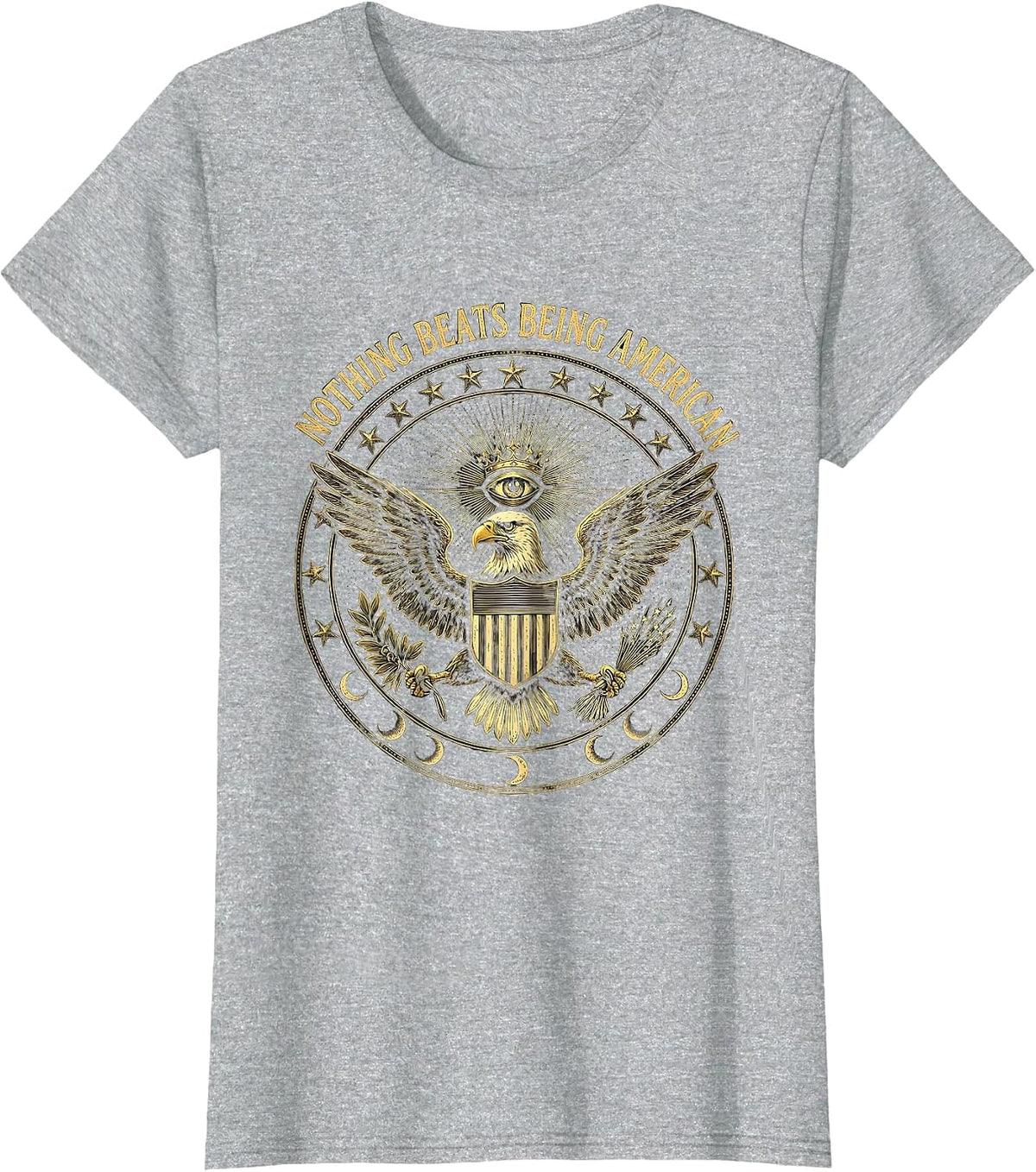 Nothing Beats Being American USA Pride Design T-Shirt - Heather Grey