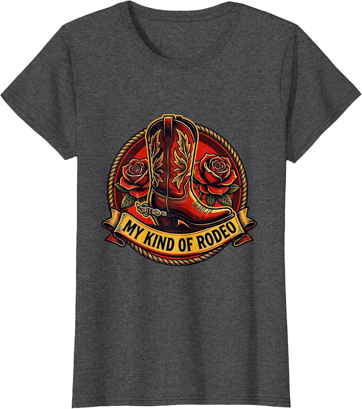 Women's My Kind of Rodeo Save a Horse Ride a Cowboy T-Shirt - Dark Heather Grey