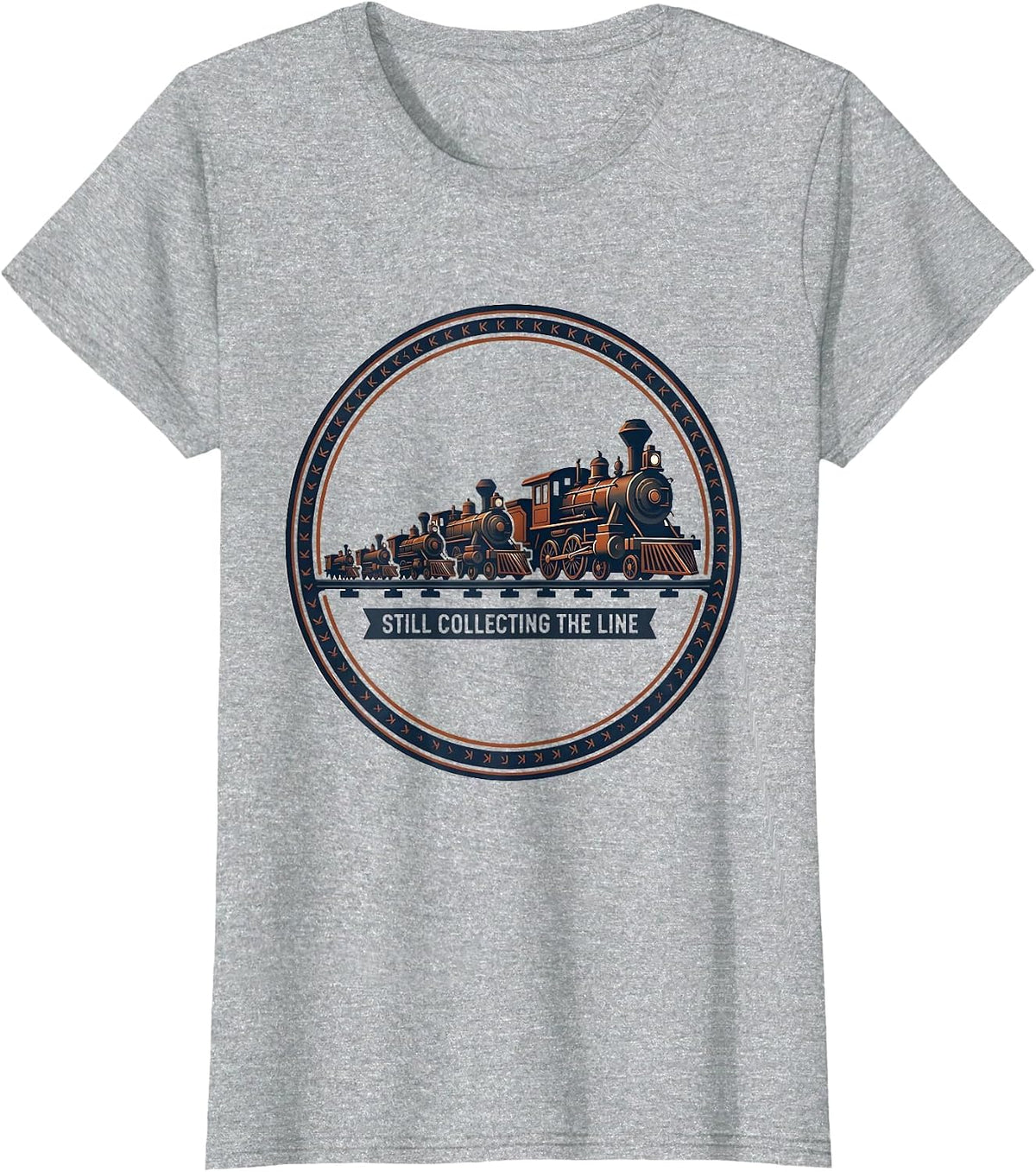 Still Collecting The Line Vintage Train Enthusiast T-Shirt - Heather Grey