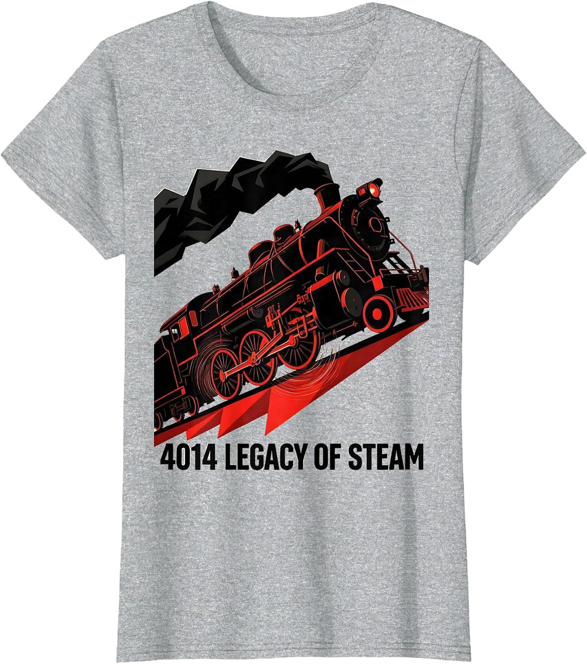 Women's 4014 Legacy Of Steam Constructivist Poster Steam Train T-Shirt - Heather Grey