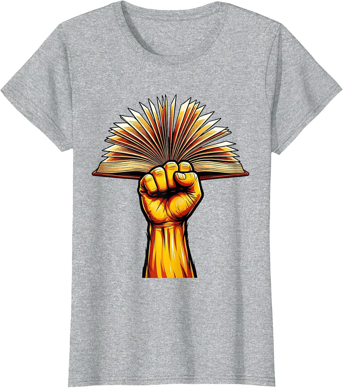 Reading Teacher Book Torch Illustration T-Shirt - Heather Grey