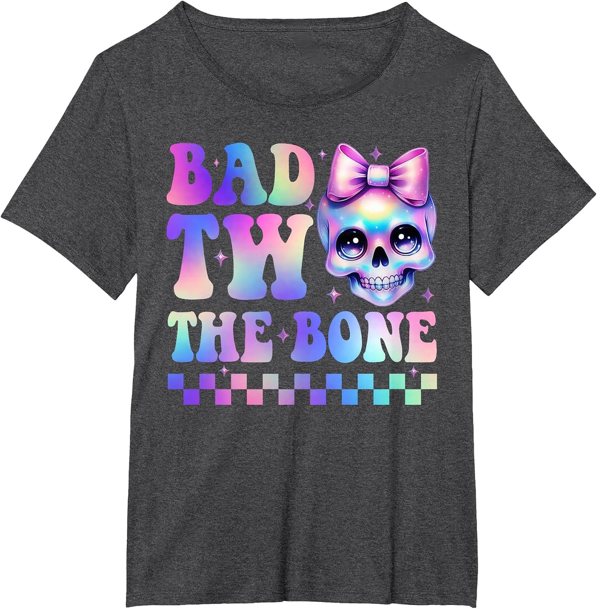 Bad Two The Bone 2nd Birthday Kid Girl Tie Dye Birthday T-Shirt - Dark Heather Grey