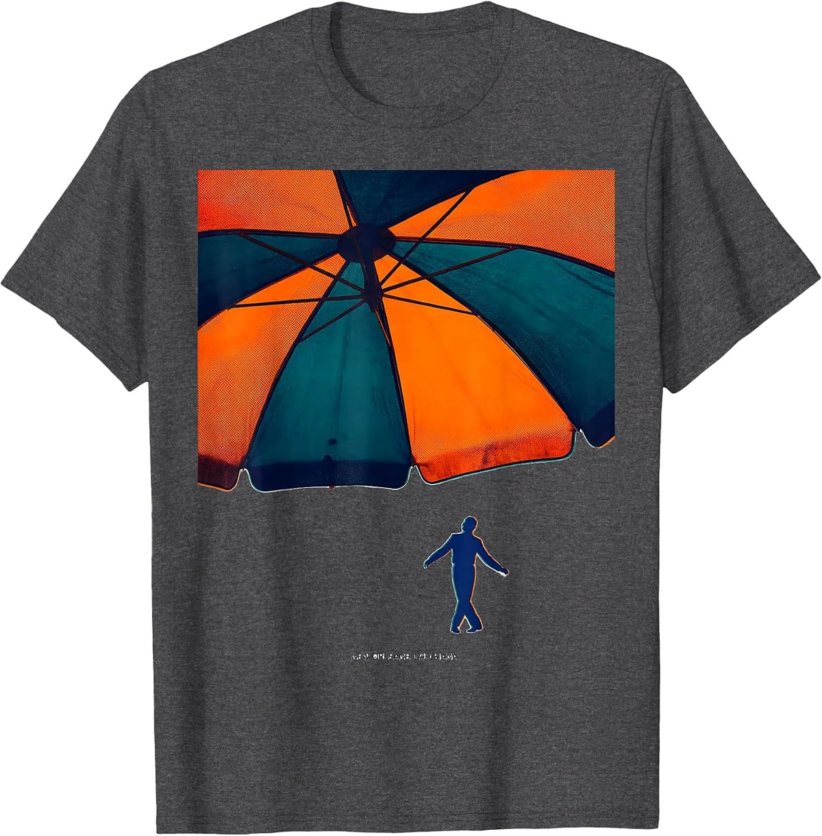 Men's New Orleans Louisiana Risograph Vintage Souvenir Gift T-Shirt - Dark Heather Grey