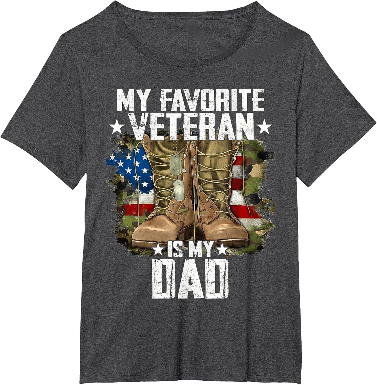 Father Veterans Day My Favorite Veteran is My Dad for Kids T-Shirt - Dark Heather Grey