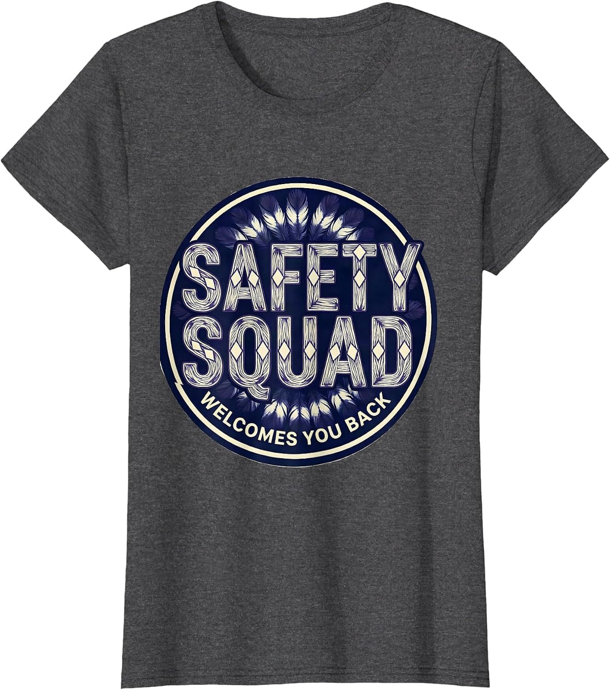 Women's Safety Squad Welcomes You Back Shibori Resist Back To School T-Shirt - Dark Heather Grey
