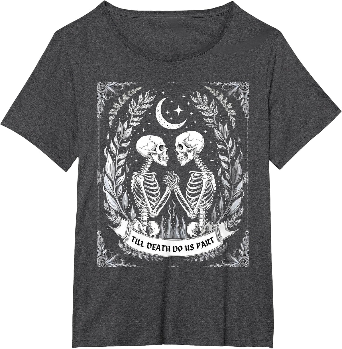 Till Death Do Us Part Spooky Season Happy Halloween Skeleton T-Shirt - Dark Heather Grey