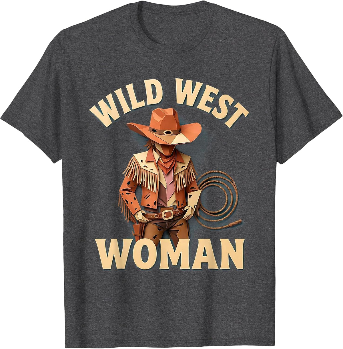 Men's Wild West Woman Graphic Design T-Shirt - Dark Heather Grey