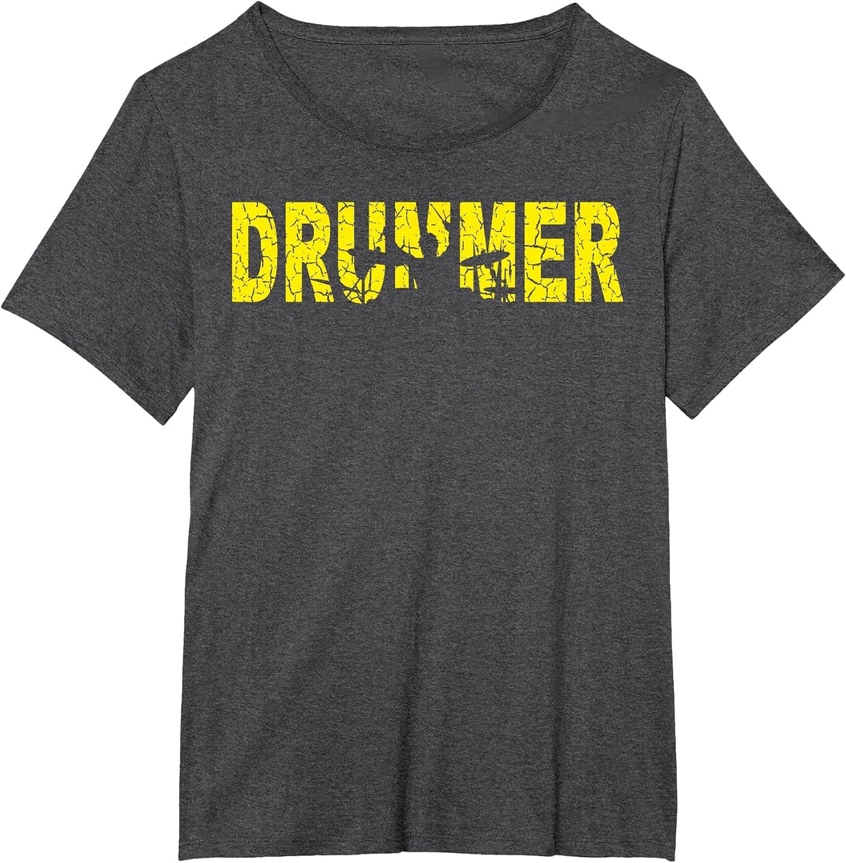 Drummer with Drumsticks in Hand Retro Drumset Old Rocker T-Shirt - Dark Heather Grey